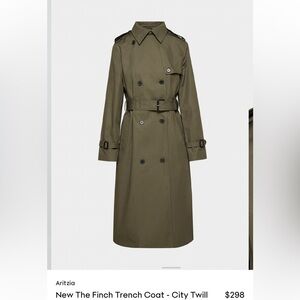 Aritzia New Finch Trench Coat - City Twill Size L NWT